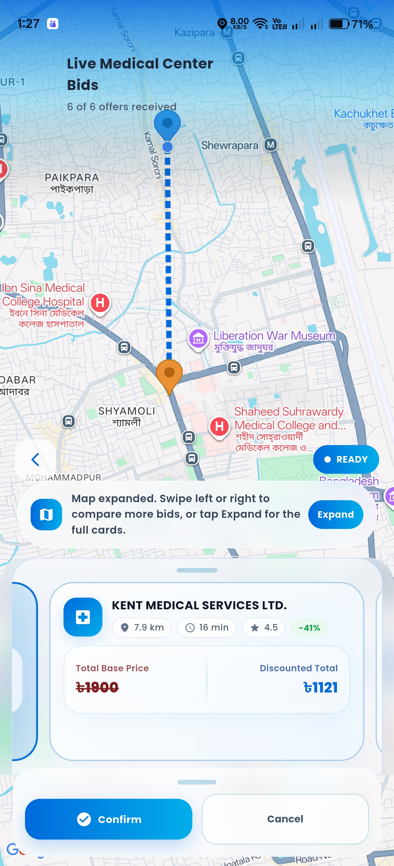 Complete Ready Health medical center offers map screen